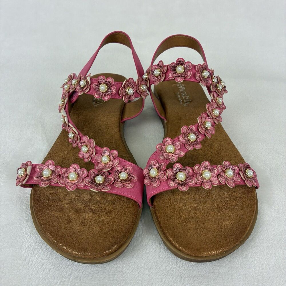 Patrizia Spring Step Pearlia Sandals Women’s 40 US 9 Pink Floral Embellished - Picture 2 of 11